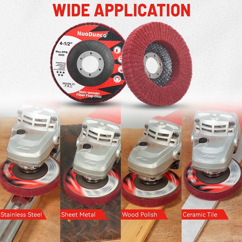 NuoDunco 10Pcs 320 Grit Scour Flap Disc 4 1/2 Inch Angle Grinder Attachment General Purpose Wire Brush Polishing Wheel Rust Paint Remover Scratch Prep Sanding Disc - Image 3